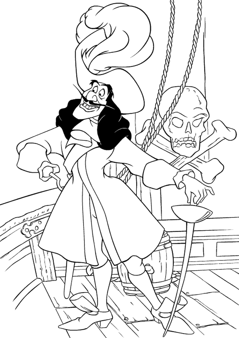 kolorowanka kapitan Hak z bajki Jake i piraci z Nibylandii, malowanka Disney do wydruku dla dzieci nr 19